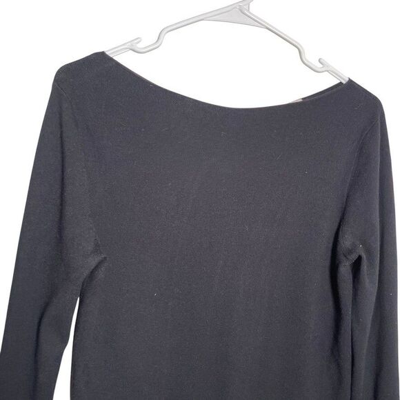 MM Lafleur T-Shirt Women's Medium Rib Knit Long Sleeve Minimal Black Top - Picture 2 of 9